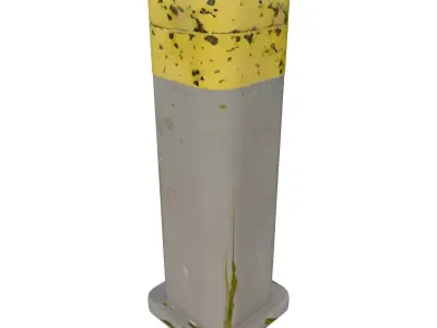 Weathered Concrete Street Bollard Low-poly 3D model