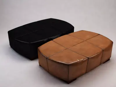 BANQUETTE---Leather tan leather ottoman 3D model