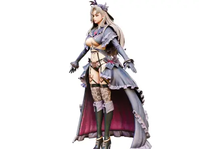 Beautiful woman Low-poly 3D model