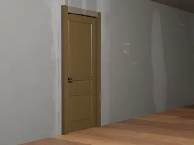 Low-poly door wooden Free low-poly 3D model