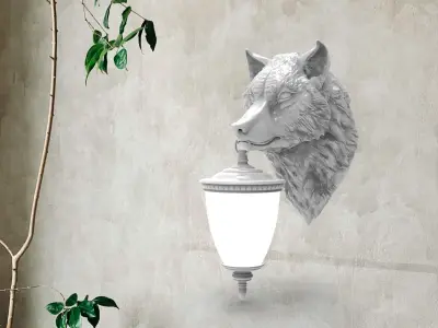 Wolf Head Wall Lamp 3D print model buy