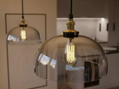 Industrial Style Glass Pendant Low-poly 3D model