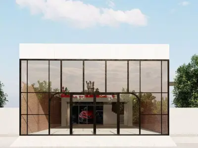 Modern Commercial Showroom 2565 Sqft 3D Model North Facing Low-poly 3D model