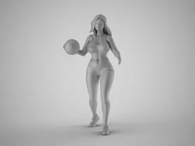 Girl Plays Street Basketball 3 3D print model