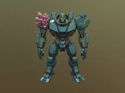 Low Poly Stylized Exo-Suit CRYSTAL-CORE TITAN T1 - PBR Low-poly 3D model