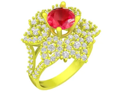 Luxury Floral Halo Ring 3D Model 6065 3D print model
