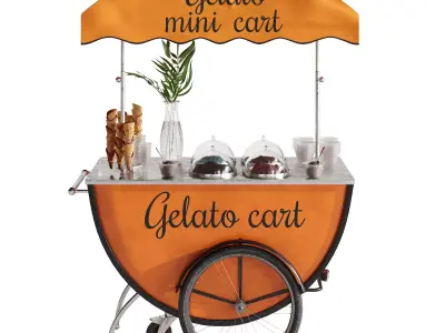 Gelato cart 2 orange 3D model