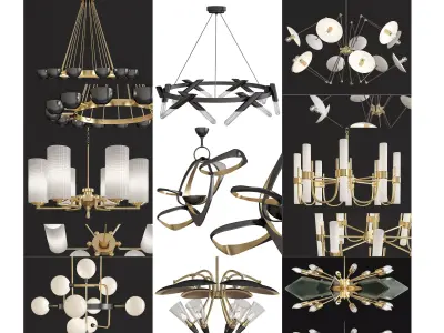 Chandeliers 3d models Collection 10 models Low-poly 3D model 4
