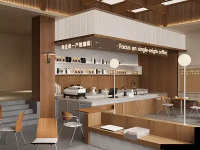 coffee shop 3D model 7