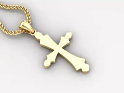 Light Gold 18K Cross Pendant 1CP032 3D print model buy