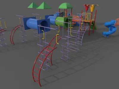 PBR Playground Outdoor Jungle Gym 16 Low-poly 3D model
