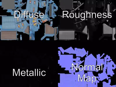 Victorian Blue House model pack Low-poly 3D model