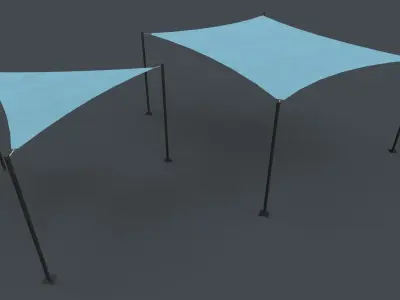 PBR Sun Shade Sails Low-poly 3D model
