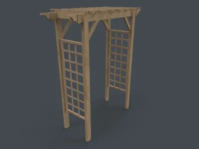 PBR Wooden Arbour Garden Arch B Low-poly 3D model