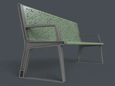 Metal Modern Bench 7 PBR Game Ready Low-poly 3D model