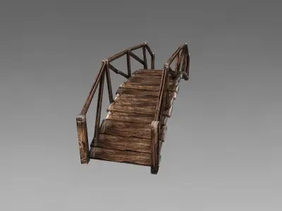 Curved plank bridge Low-poly 3D model