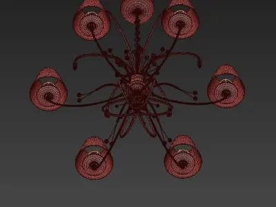 Pendant light chandelier in chrome with shades 3D model