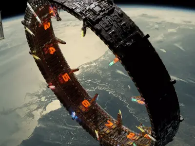 Giga Freight Orbital Space Station - C4D Octane 3D model