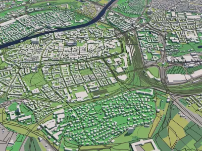 Ulm Germany 30x30km City Map 3D model