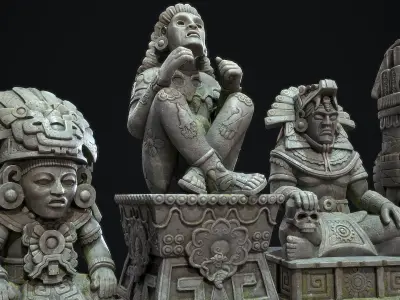 Aztec Mayan  Statue  3D Model Pack