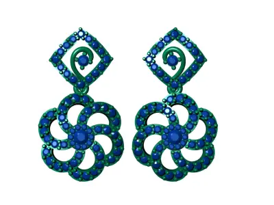 light Wight white gold diamond Earring-Nk-15ER 3D print model