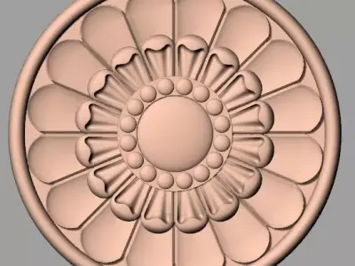 Furniture decoration round flower 3D STL model for CNC E918 3D model