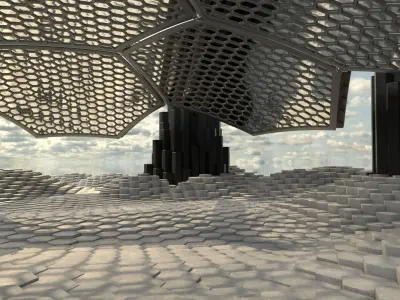 Sci Fi alien architecture landscape 3D model