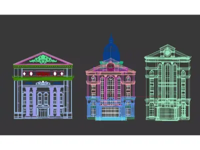 European classical and neoclassical style architecture 3D model