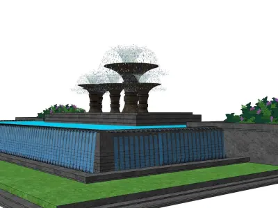 water fountain 3d sketchup model 3D model