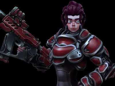 Soldier SciFi - 3 Characters - 2 Animation Sets Low-poly 3D model