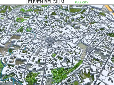 Leuven City Belgium Low-poly 3D model
