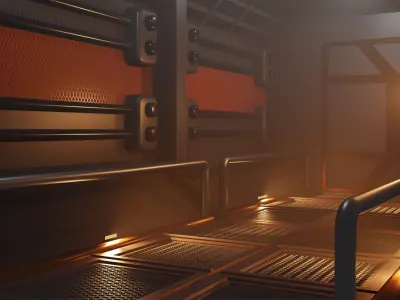 Sci-fi corridor Low-poly 3D model