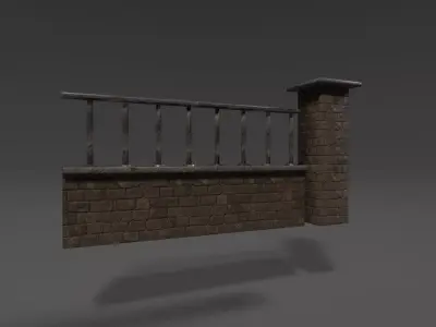 Fence Brick Low-poly 3D model
