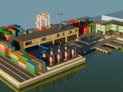 Harbor Port - Game Ready - PBR Low-poly 3D model