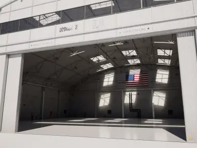 Aircraft Hangar Low-poly 3D model