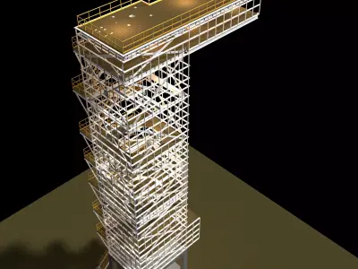 Industrial tower building in structure 26i08 3D model
