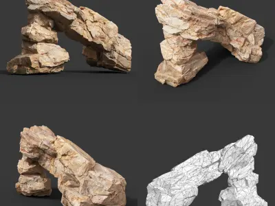 Low Poly Yellow Rock Formation 221219 - Ultra HD 16K Texture Low-poly 3D model