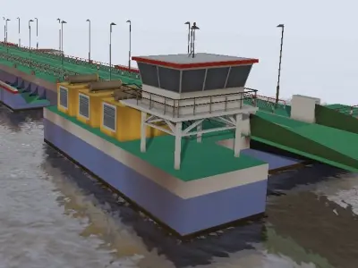Floating bridge canal 3d model Low-poly 3D model