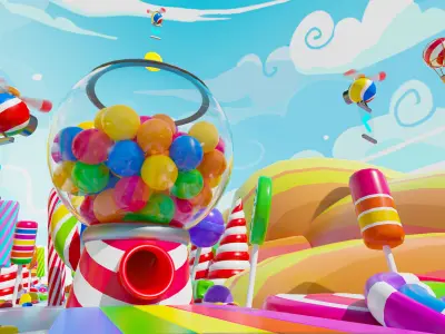 Platformer 4 Candy Low-poly 3D model