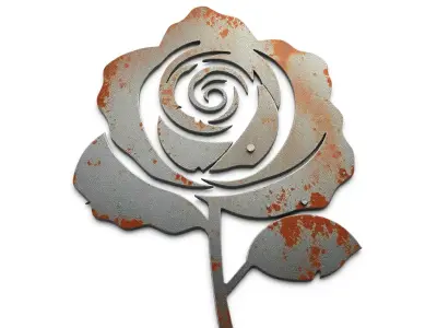 Rusty Metal Rose Ornament Low-poly 3D model