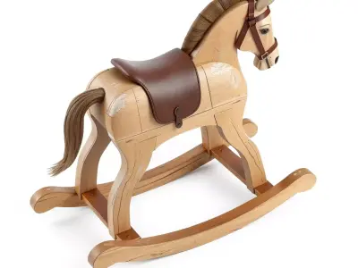 Vintage Wooden Rocking Horse Toy Low-poly 3D model