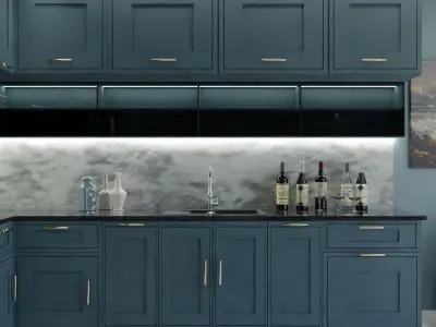 kitchen dining room in blue Free 3D model