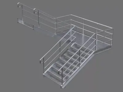 Stair 1D Low-poly 3D model