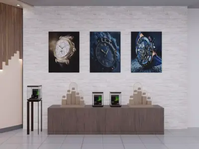 Modern Watch Store Showroom Interior 3D Model Low-poly 3D model