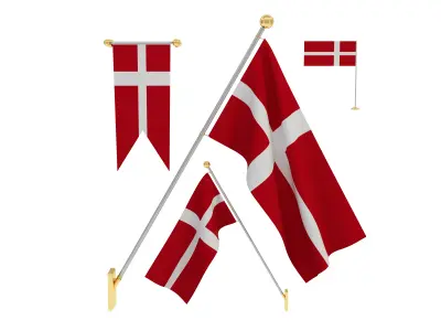 Flags of Denmark 3D model