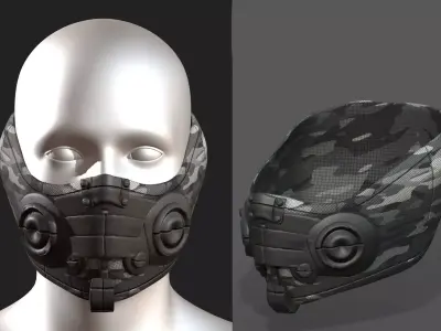 Gas mask respirator scifi futuristic 3d  Low-poly 3D model