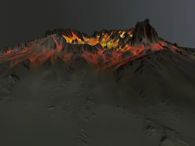 Volcano Terrain Low-poly 3D model