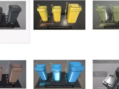 All Waste Containers Low-Poly and Game-Ready 3D Model Pack