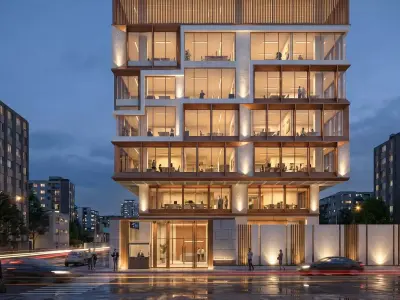 Modern Commercial Building Facade Low-poly 3D model