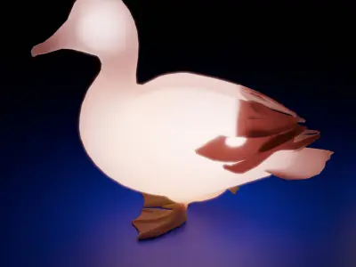 Indirect lighting of a parent and child duck 3D model